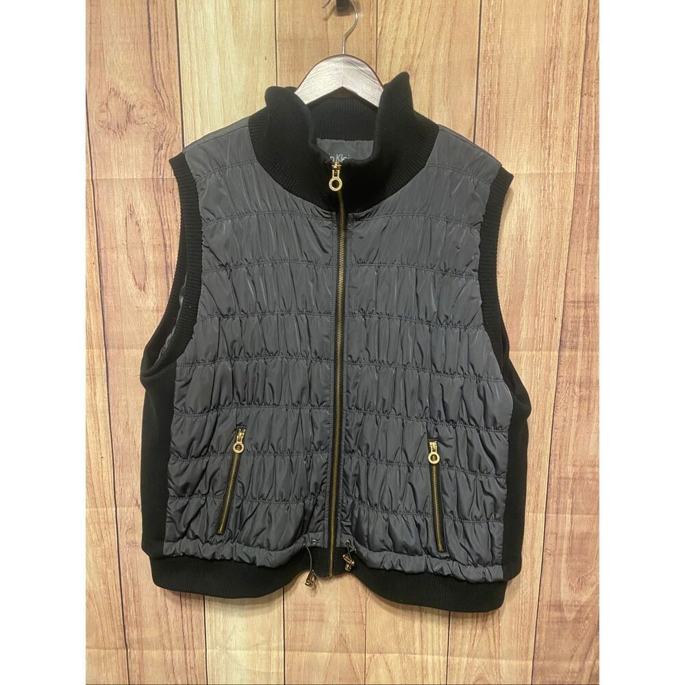 Calvin Klein 3X Performance Puffer Vest black grey gold women’s sleeveless